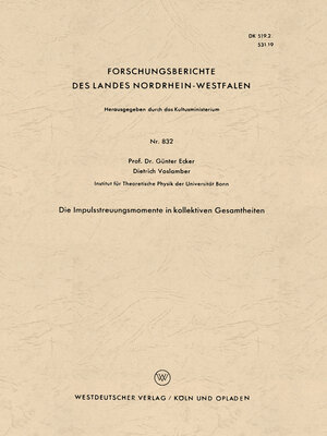 cover image of Die Impulsstreuungsmomente in kollektiven Gesamtheiten